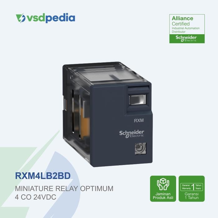 Jual SCHNEIDER MINIATURE RELAY OPTIMUM 4 CO 24 VDC AND RXM4LB2BD ...