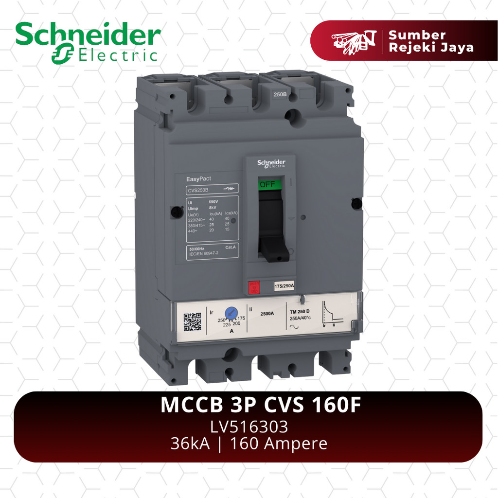 Schneider MCCB NFB Breaker CVS160F 3P 160A 36KA | TM160D LV540305