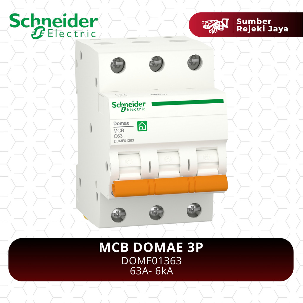 Schneider MCB DOMAE 3P 63A C63 6kA | DOMF01363 Merlin Gerin Orange 