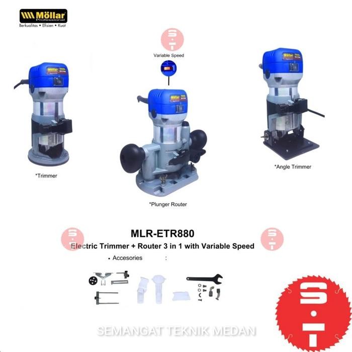 Jual Etr880 Mesin Hand Trimmer Mini Profil Router Dudukan 3 In 1 Mollar ...