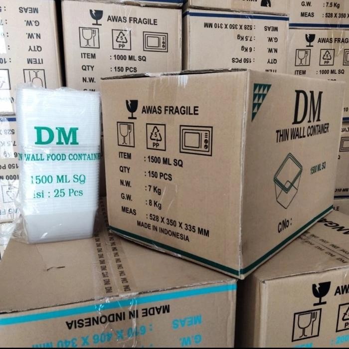 Jual 1 DUS THINWALL DM SQUARE 1500 ML SQ - PERSEGI ISI 150 SET | Shopee ...