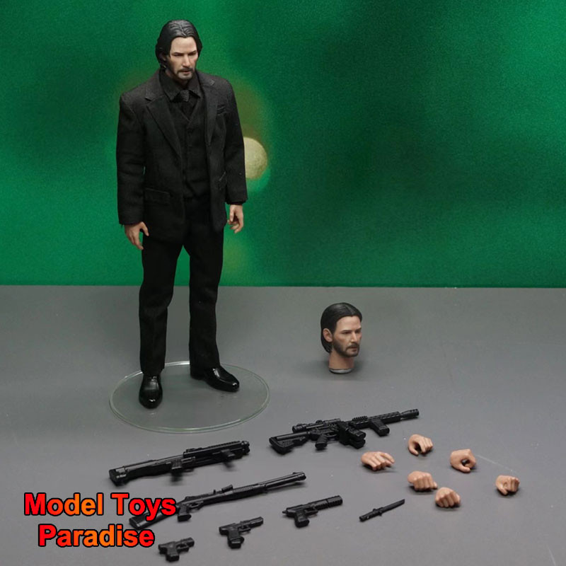Jual 1/12 Men Soldier John Wick Killer Keanu Reeves Double Head Carving ...