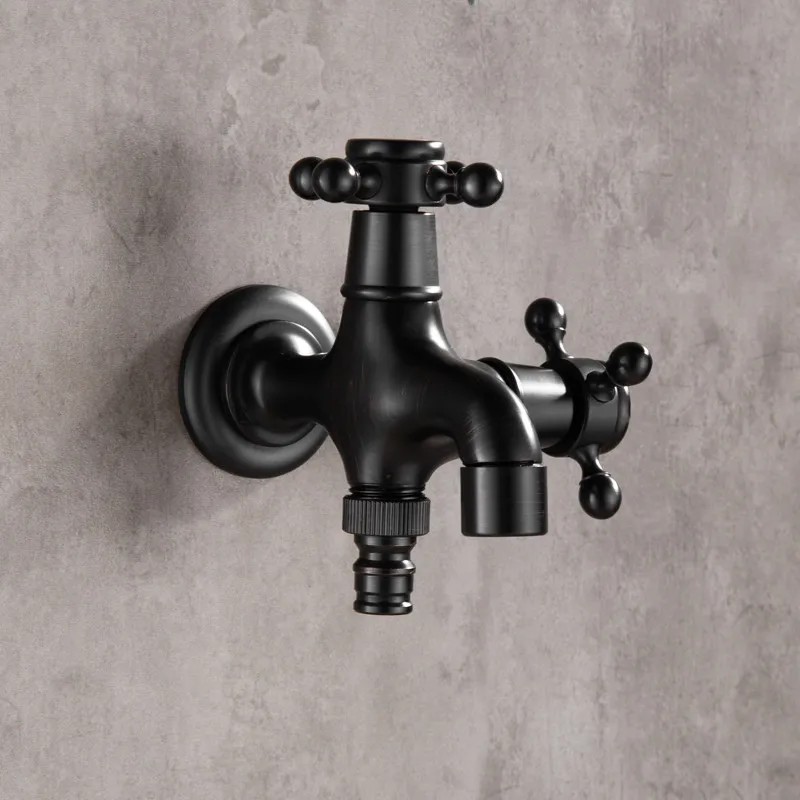 Jual Bathroom Corner Mop Pool Taps Black Bronze Washing Machine Faucet ...
