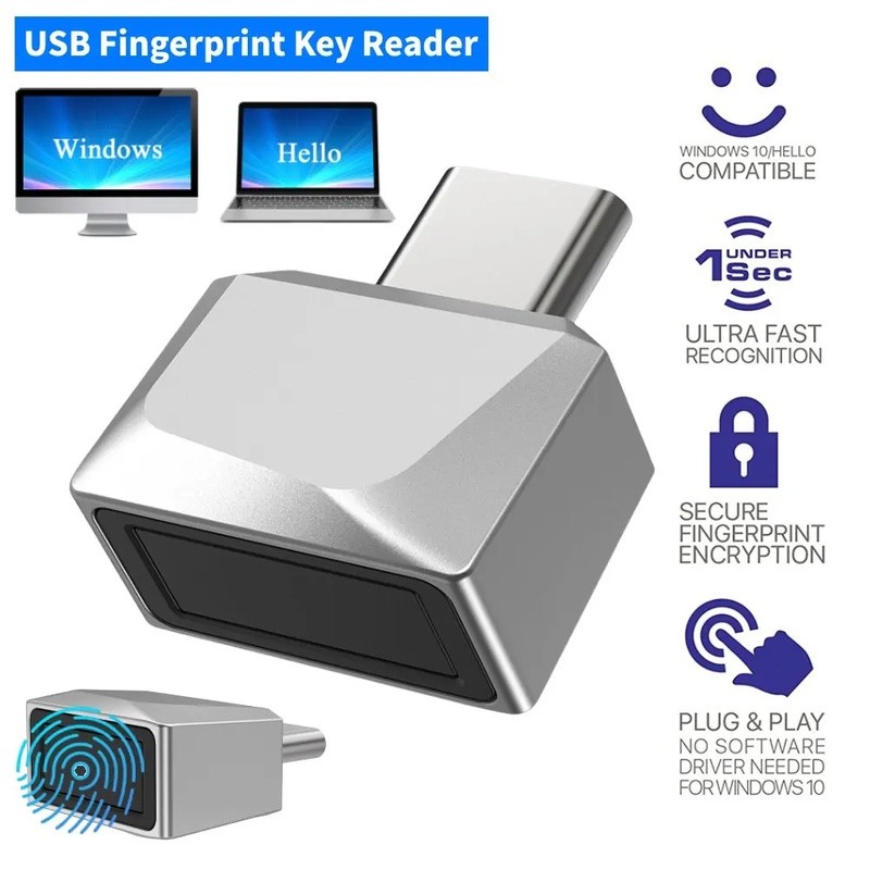 Jual USB Fingerprint Reader for Windows Hello Security Key Biometric ...