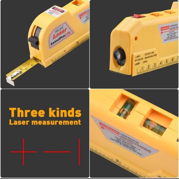 Jual ALLIANCE Meteran Laser Level 4 in 1 Crossline Waterpass Ruler Tape ...