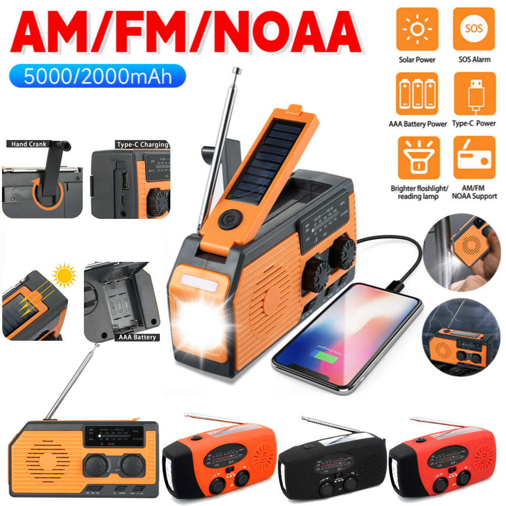 Jual 5000mAh AM/FM/NOAA Emergency Radio Mini Portable Radio Solar Hand ...