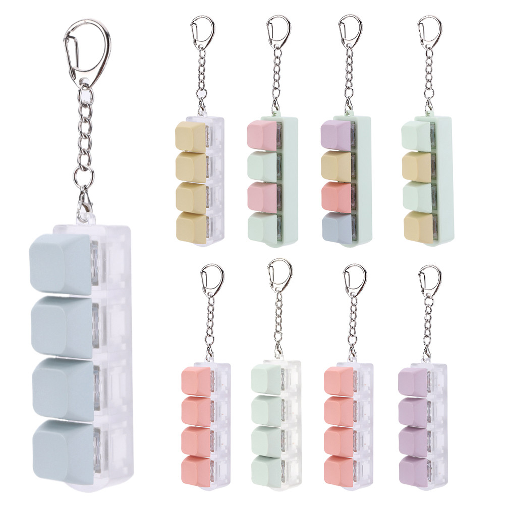 Jual Button Keycap Fidget Keychain 4 Keys Keyboard Decompression Toys ...