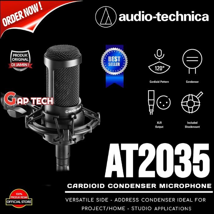 Jual Audio Technica AT2035 / AT 2035 Cardioid Condenser Microphone ...