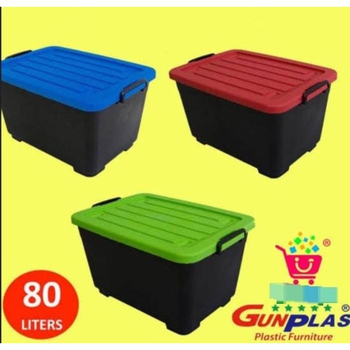 Jual Kontainer Container Box Plastik 80 Liter GUNPLAS Ada Roda | Shopee ...