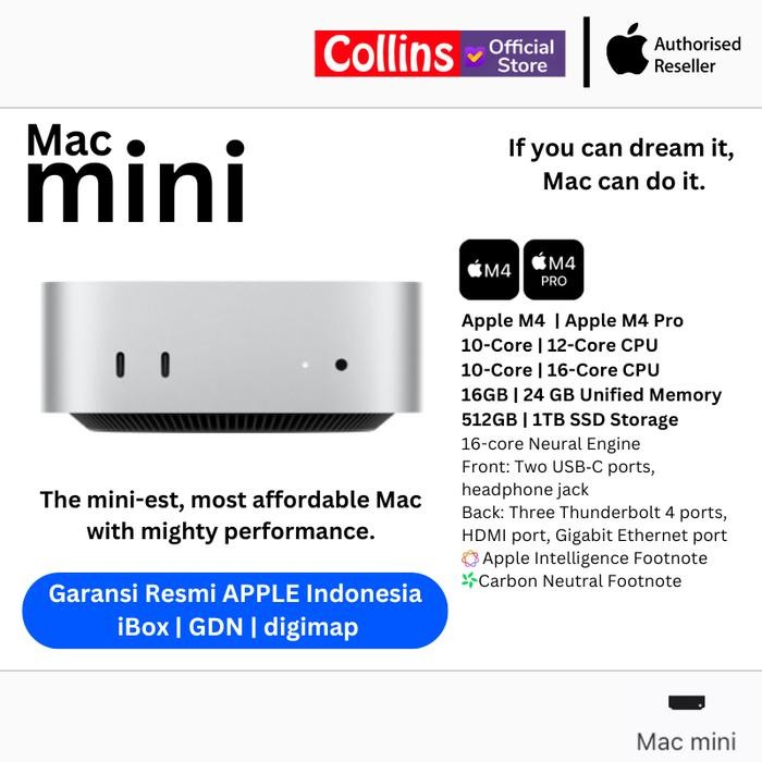 Jual APPLE Mac Mini M4 / M4 PRO 2024 16GB/24GB RAM 256GB/512GB SSD 10/ ...
