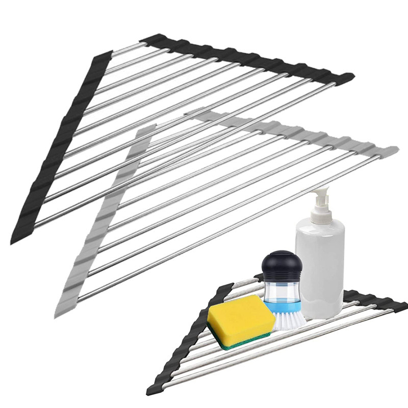 Jual New Triangle Roll-Up Dish Drying Rack for Sink Corner Foldable ...