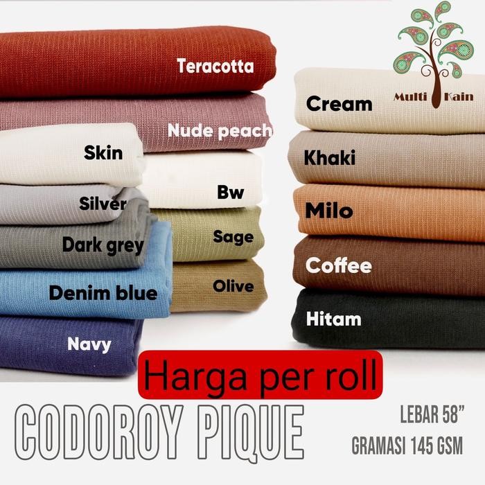 Jual Multi kain cotton katun codoroy codoray pique codo-que harga roll ...