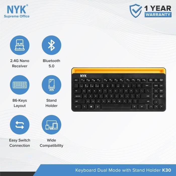 Jual Cuci GUdang Keyboard Dual Mode ni Wireless Bluetooth NYK K30 Multi ...