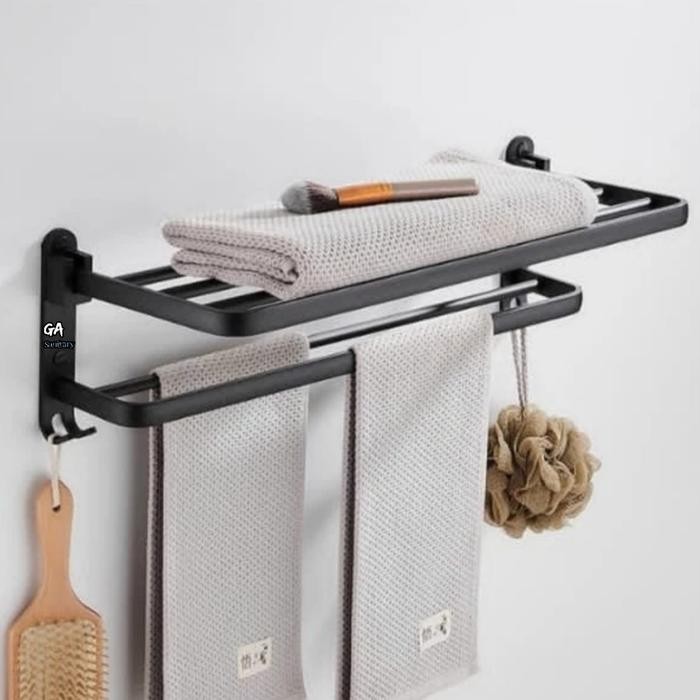 Jual Rak tempat handuk stainless lipat hitam | Shopee Indonesia