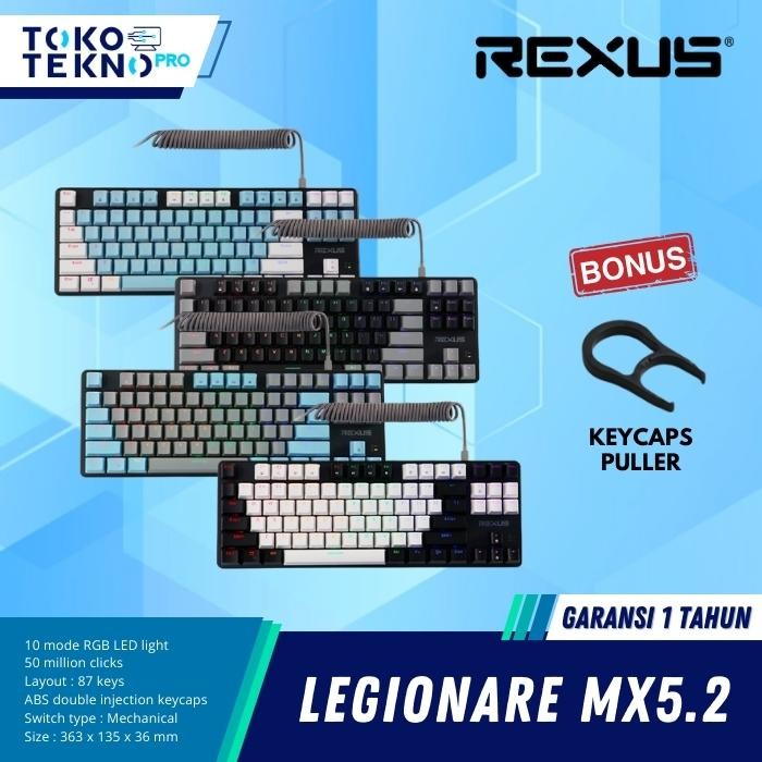 Jual Rexus MX5.2 TKL Mechanical Gaming Keyboard Blue Led | Shopee Indonesia