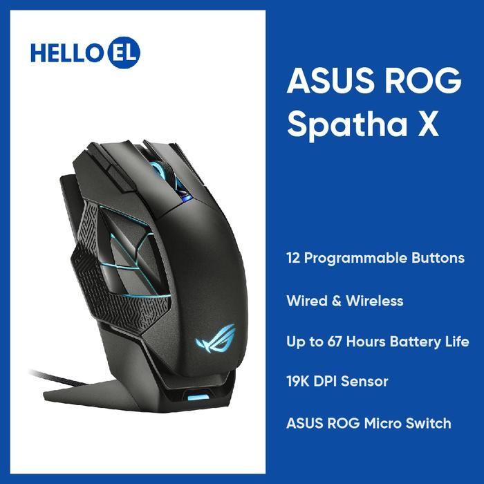 Jual [Allthebest] ASUS ROG Spatha X 19K DPI 2.4Ghz Wireless Wired 12 ...