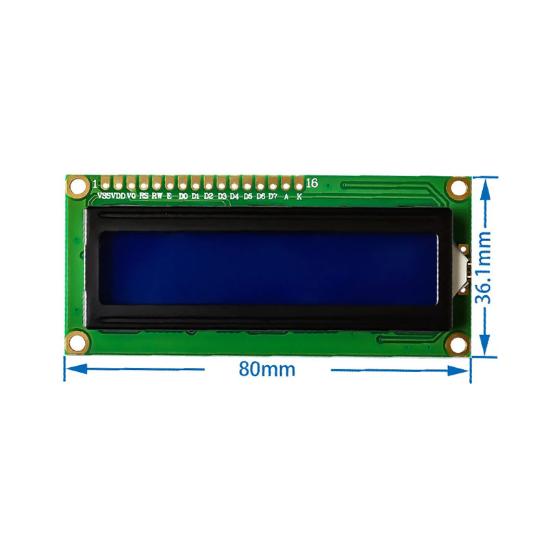 Jual 1602 Lcd Display Module - 16X2 Character Blue Green Backlight ...
