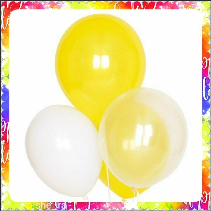 Jual (Allthebest) Balon Kuning Putih 12Inch Balon Latex Polos Doff ...
