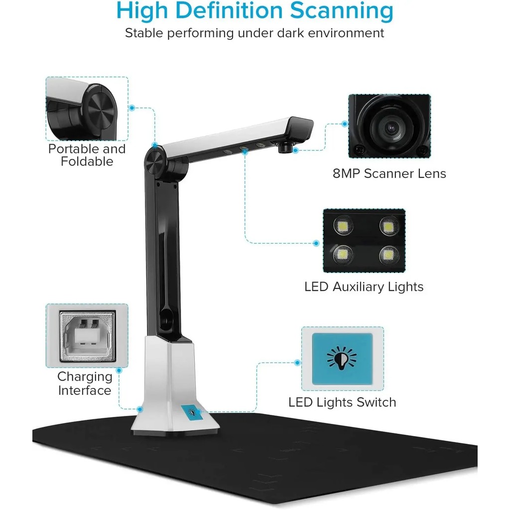 Jual Desktop Document Scanner Camera A4 10 Mega Pixel Book Scanner ...