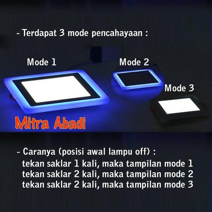 Jual Panel Led 2 Warna 12W White/Putih + 4W Blue/Biru Inbow Kotak Besi ...