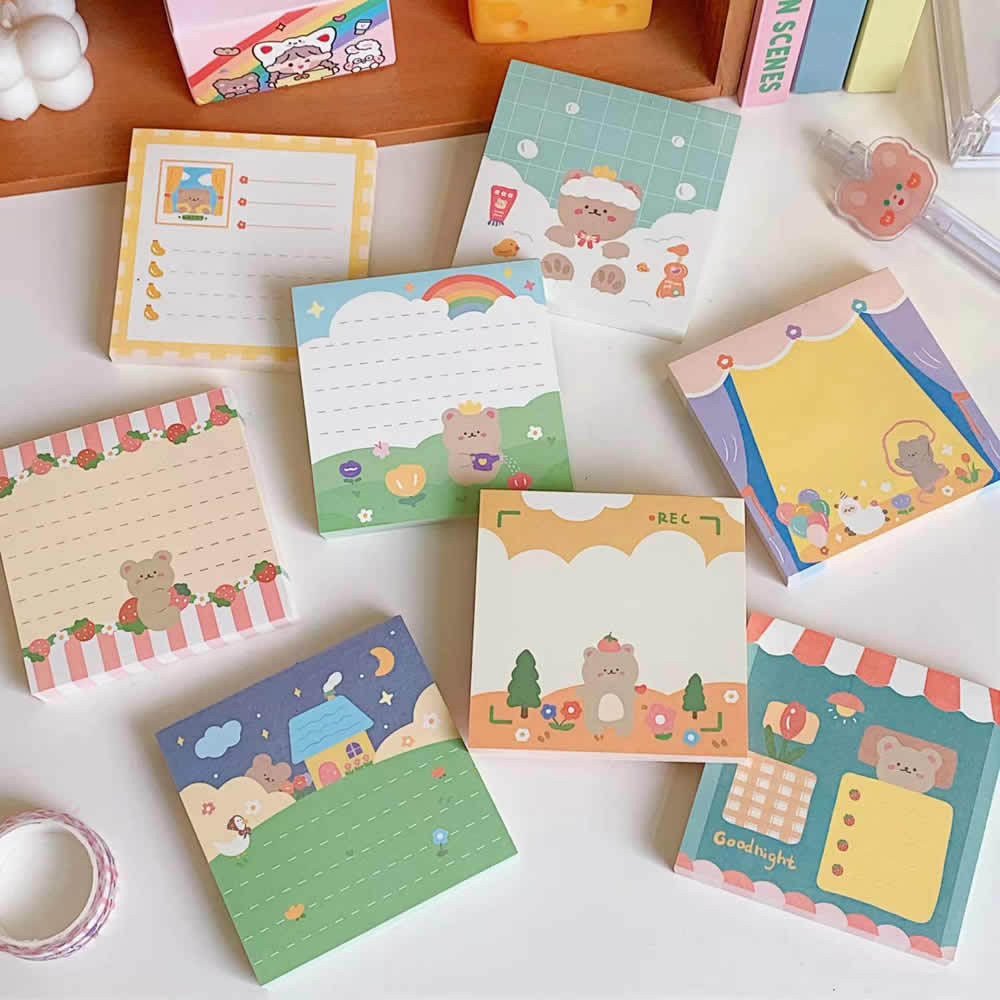 Jual MINKYS 100 Sheets Kawaii Sweet Bear Memo Note Pads Paper Daily To ...