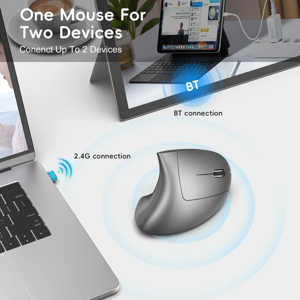 Jual Vertical Ergonomic Gaming Mouse Wireless Rechargeable Gamer Mause ...