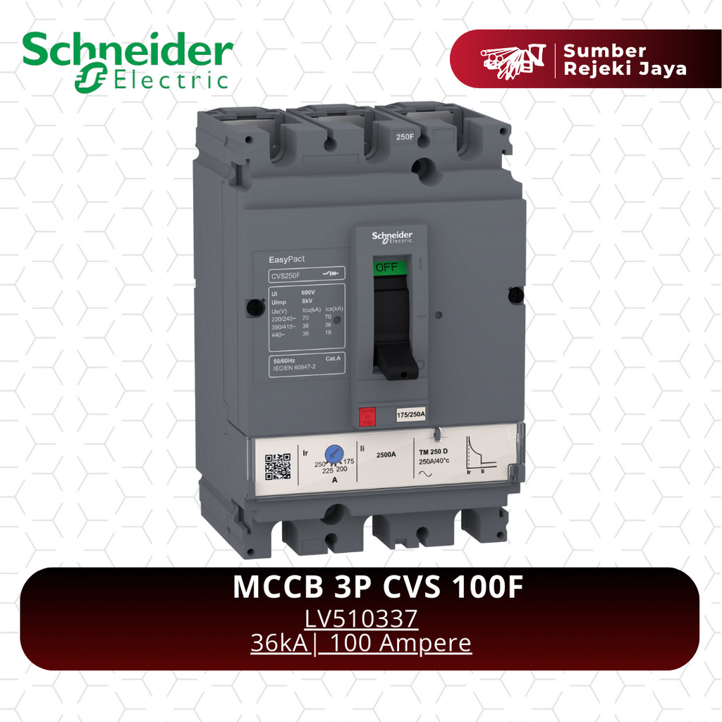 Schneider MCCB NFB Breaker CVS100F 3P 100A 36kA | TM100D LV510337 