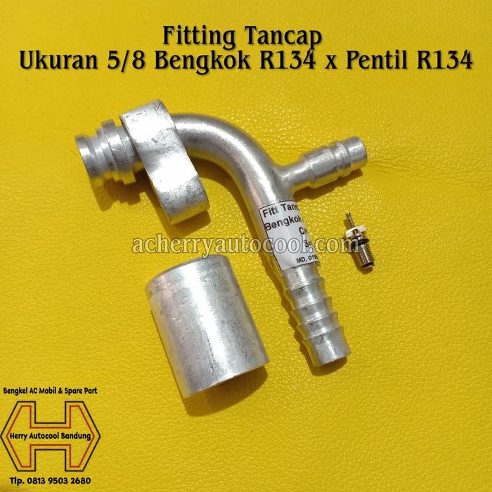 Jual ~~~~~] Fitting tancap Ukuran 5/8 Bengkok R134 x Pentil R134 ...