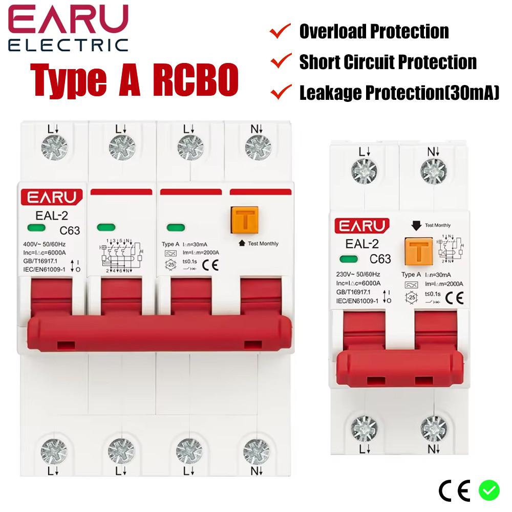 Jual New AC 2P 230V 4P 400V A Type RCBO RCCB MCB Electronic Residual ...