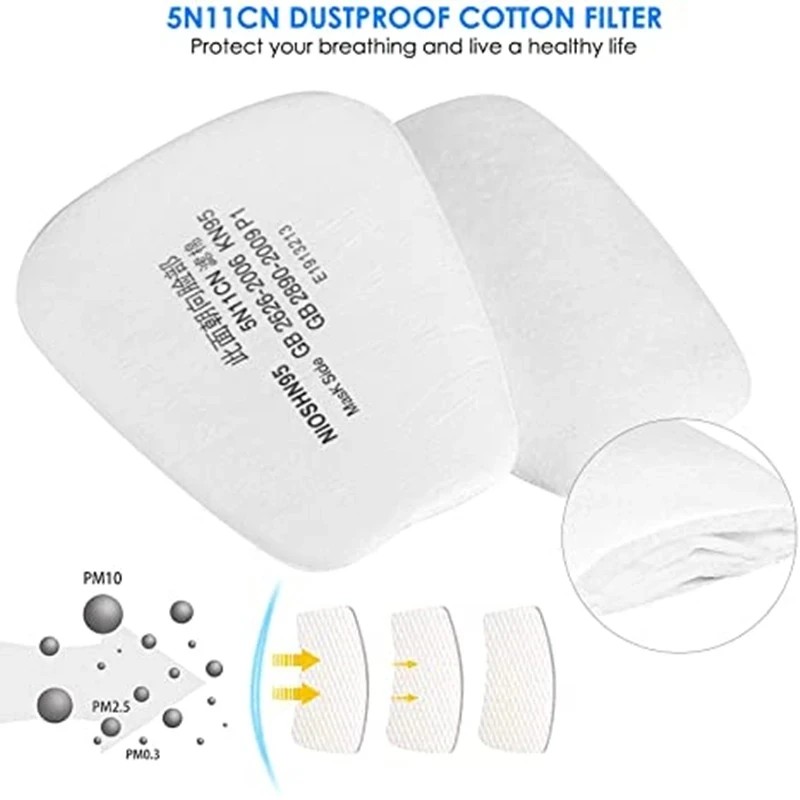 Lot De 20 Filtres Coton 5N11 Pour Masque Gaz Série 6200/6800/7502 - Neufs, Classe P100, Origine Chine
