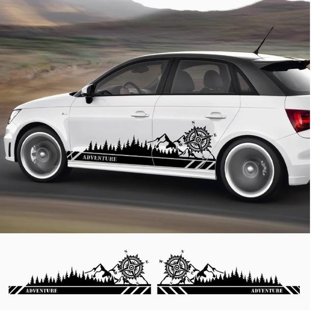 Jual Treeline Mountain Compass Forest Car Sticker Decal Travel ...