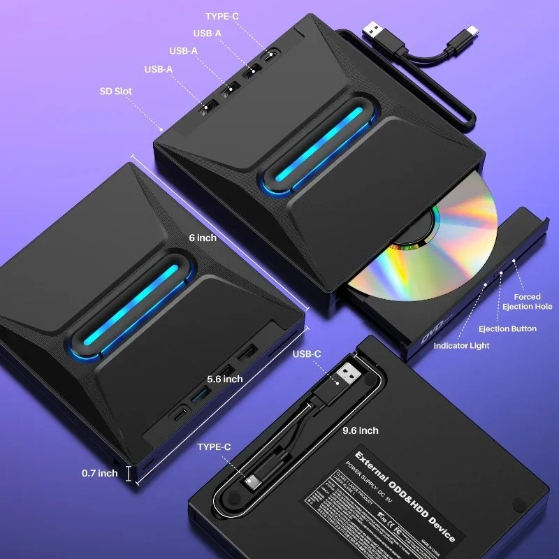 Jual CD/DVD+/-RW Drive SD Card Reader, External CD DVD Burner,CD ROM ...