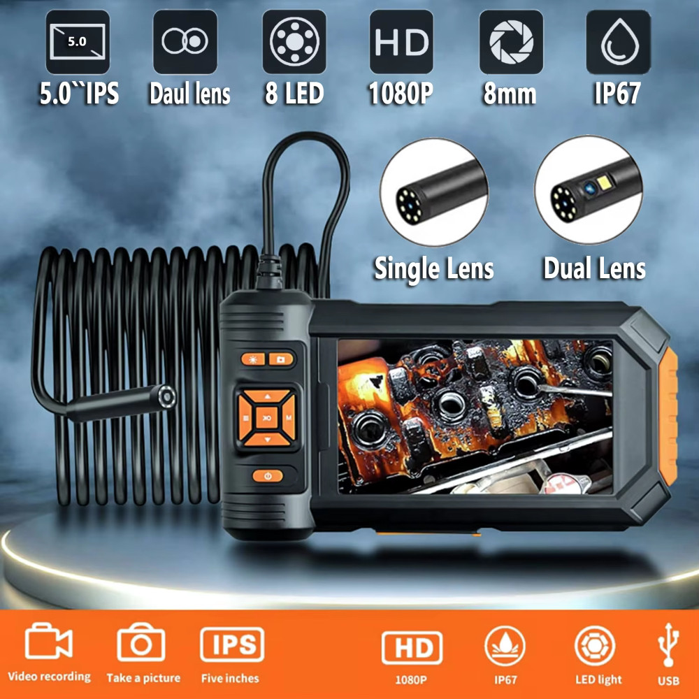 Jual 8Mm 1080P Hd Single Dual Lens Piping Automotive Endoscope Sewer ...