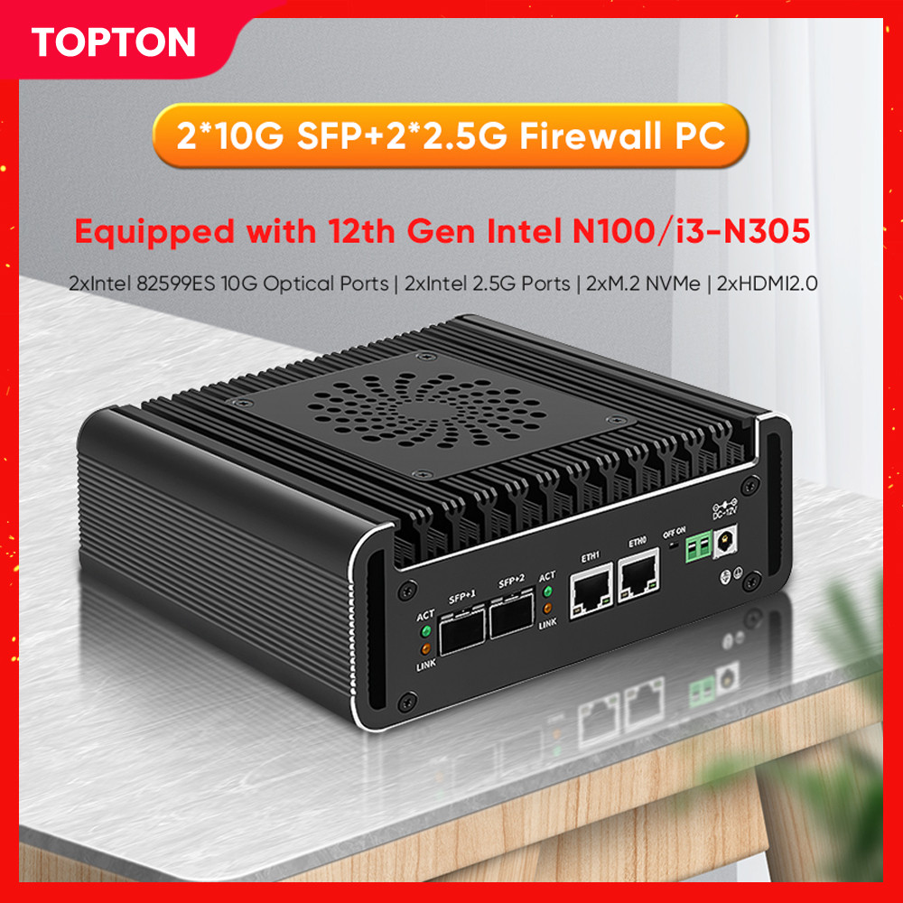 Jual Topton Solid Firewall Router 2x10G SFP+ Intel i3 N305 N100 2xi226 ...