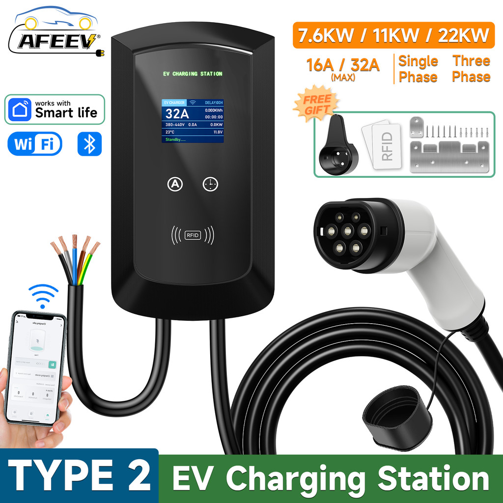 Jual AFEEV 22KW 32A 3Phase EV Charging Station Type2 IEC62196-2 ...