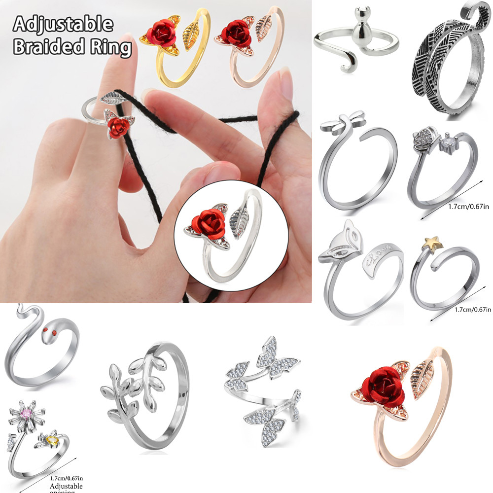Jual Adjustable Knitting Loop Crochet Loop Peacock Type Knitting Ring ...