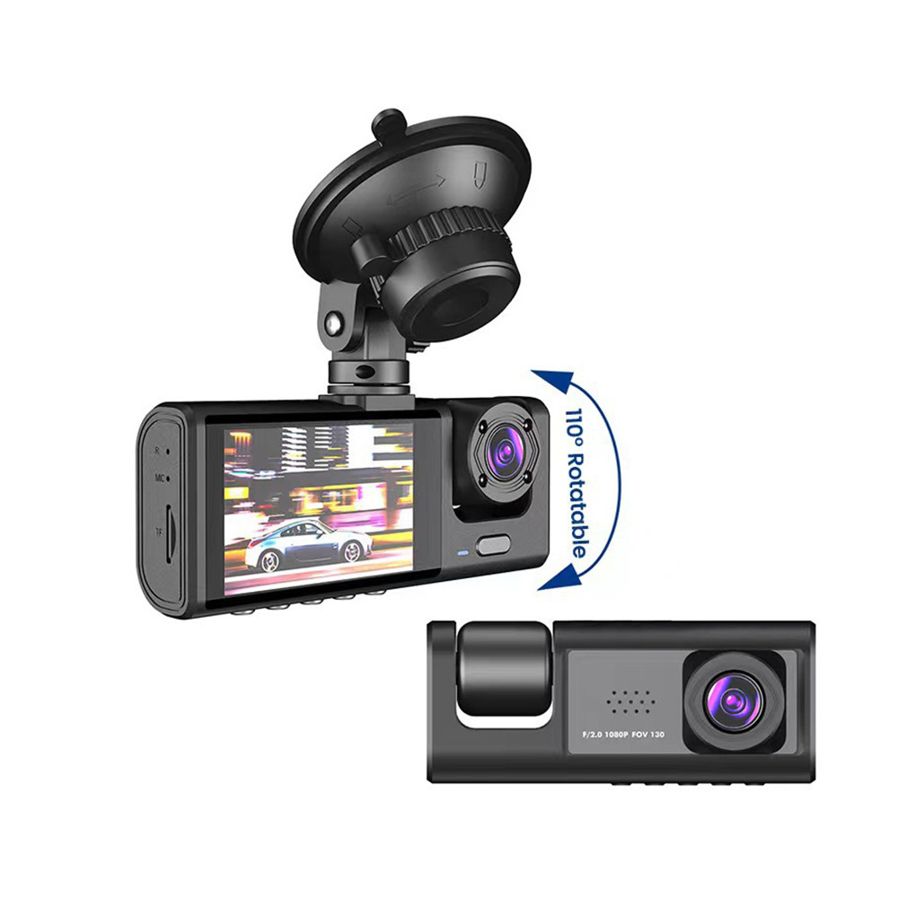 Jual Car 3 Lenses Dash Cam 2-inch Screen Movement Detection Battery ...