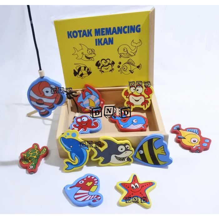 Jual Mainan Anak Kotak Memancing Ikan Fishing Game Kayu Mancing Shark ...