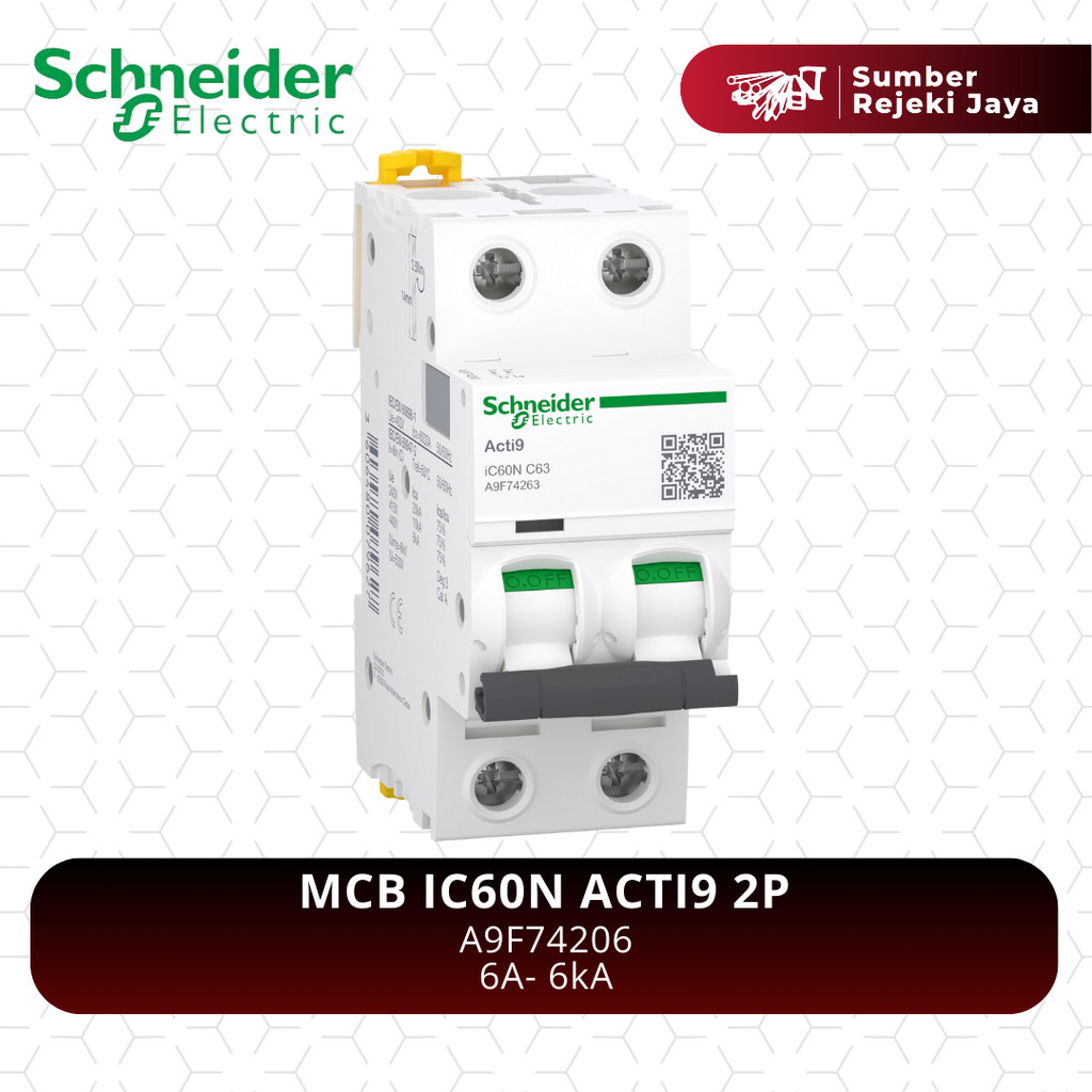 Schneider MCB IC60N ACTI9 2P 6A 6kA | A9F74206 
