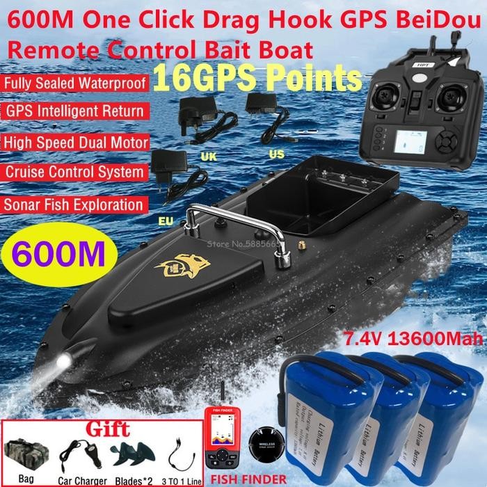 Jual 600M 16 GPS Auto Return Remote Control Fishing Boat 2.4G Lighting ...