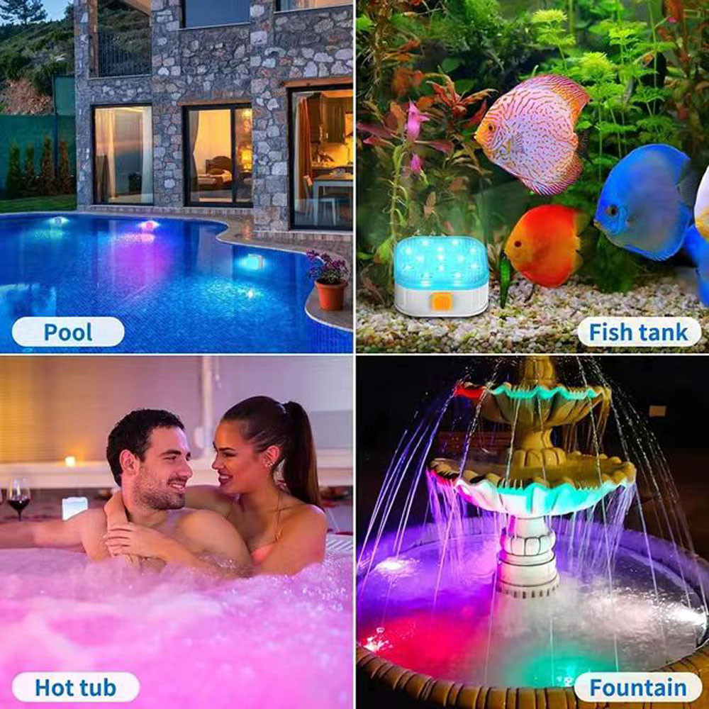 Jual Underwater Lights LED Submersible Pool Lights Rechargeable Remote ...