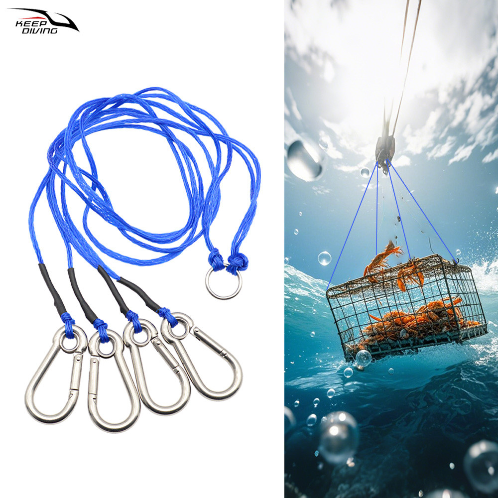 Jual 1 Set Crab Cage Fishing Net Lifting Rope Four Claw Lasso Heavy ...