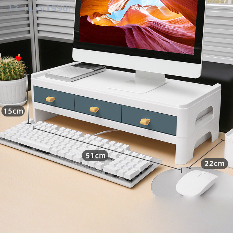 Jual Double-Deck Computer Screen Riser Holder With 3 Drawer PC Monitor ...
