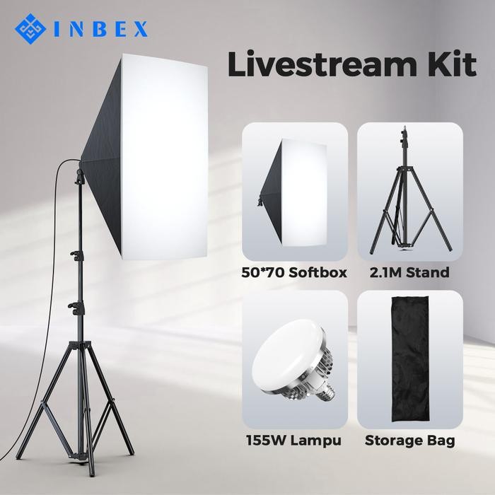 Jual INBEX Soft Box 5070 Paket Studio Light Stand 2.1m+Socket E27+45W ...