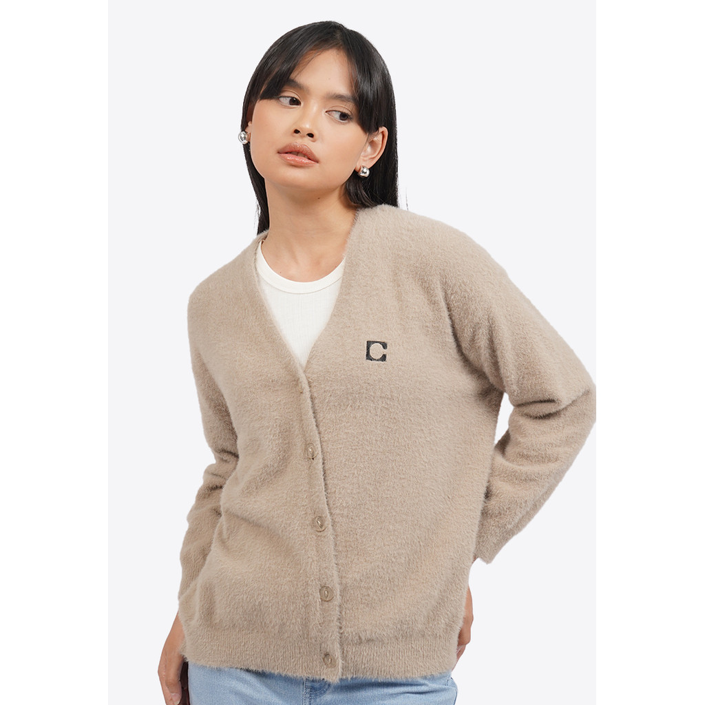 Jual COLORBOX Oversized Logo Cardigan Taupe | Shopee Indonesia