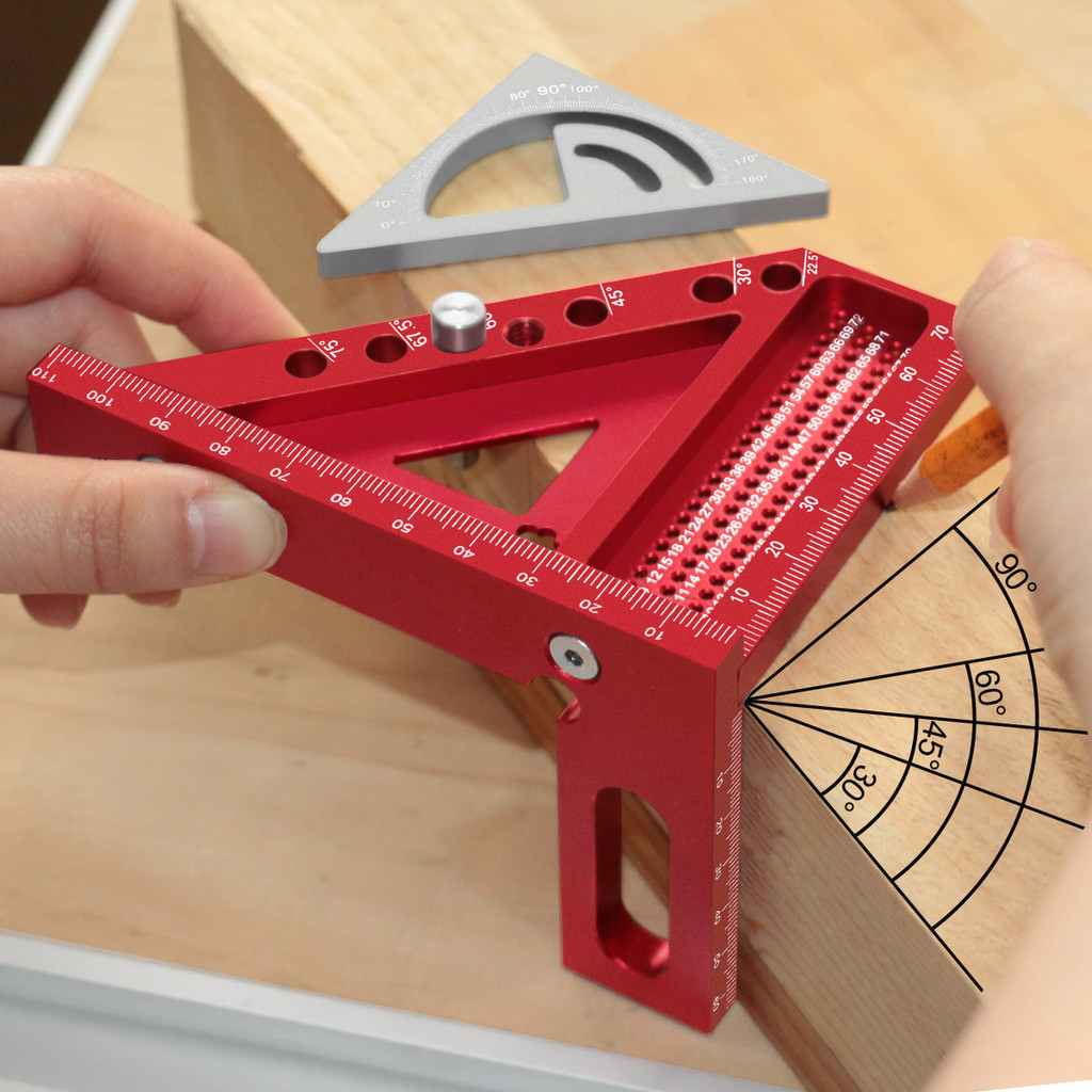 Jual Woodworking Square Protractor With Dowel Pins Aluminum Alloy Miter ...