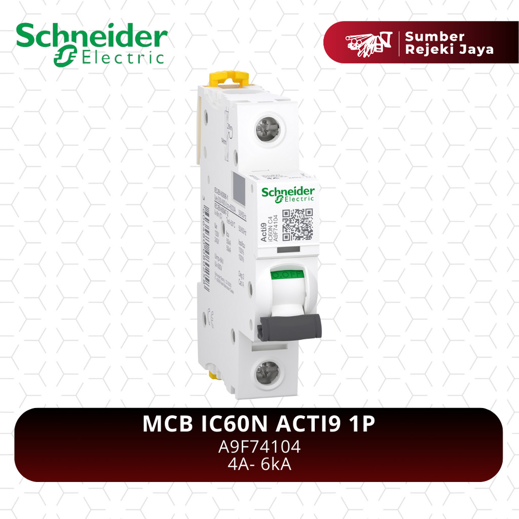 Schneider MCB IC60N ACTI9 1P 4A 6kA | A9F74104 