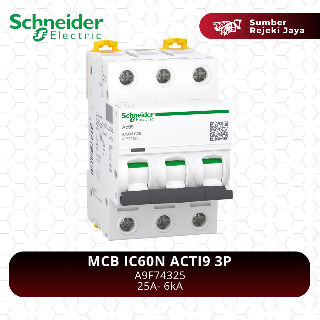 Schneider MCB IC60N ACTI9 3P 25A 6kA | A9F74325 