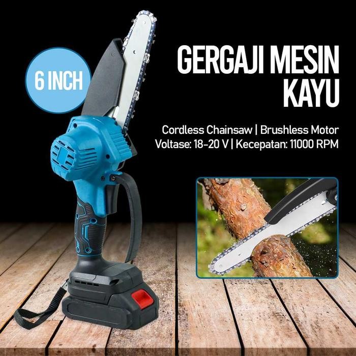 Jual Gergaji Mesin Potong Kayu Cordless Chainsaw Gergaji Rantai ...