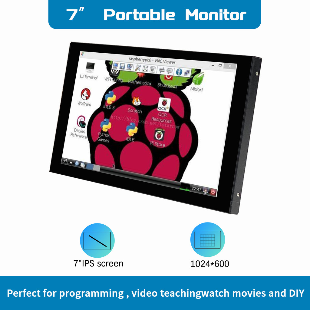 Jual Raspberry Pi 7 Inch Nontouch Screen Ips 1024X600 Hd Lcd Hdmi ...